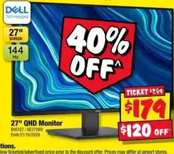 JB Hi-Fi Dell 27" QHD Monitor offer