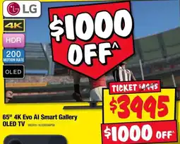 JB Hi-Fi LG 65" 4K Evo AI Smart Gallery OLED TV offer