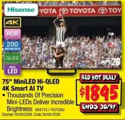 JB Hi-Fi Hisense 75" MiniLED Hi-QLED 4K Smart AI TV offer