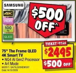 JB Hi-Fi Samsung 75" The Frame QLED 4K Smart TV offer