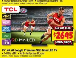 JB Hi-Fi 75" 4K AI Google Premium SQD Mini LED TV offer