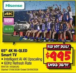 JB Hi-Fi Hisense 65" 4K Hi-QLED Smart TV offer