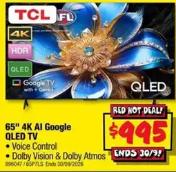JB Hi-Fi TCL 65" 4K AI Google QLED TV offer