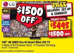 JB Hi-Fi LG 100" 4K QNED Evo AI Smart Mini LED TV offer