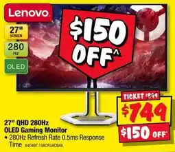 JB Hi-Fi Lenovo 27" QHD 280Hz OLED Gaming Monitor offer