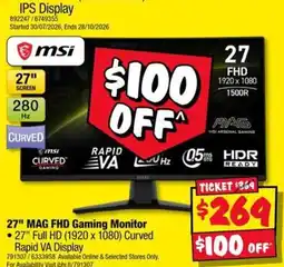 JB Hi-Fi 27" MAG FHD Gaming Monitor offer