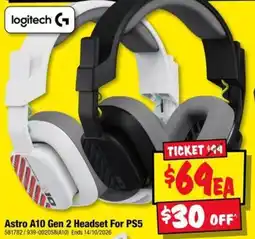JB Hi-Fi Logitech Astro A10 Gen 2 Headset For PS5 offer