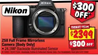 JB Hi-Fi Nikon Z5II Full Frame Mirrorless Camera [Body Only] offer