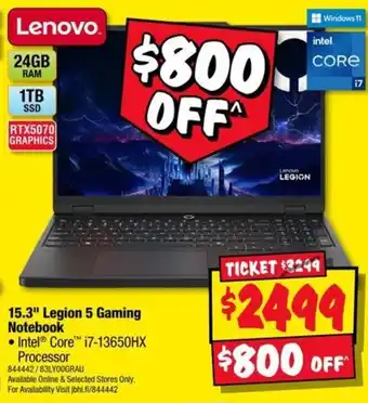 JB Hi-Fi Lenovo 15.3" Legion 5 Gaming Notebook offer