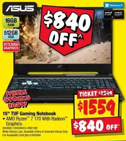 JB Hi-Fi ASUS 15" TUF Gaming Notebook offer
