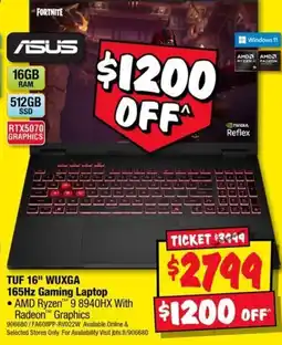 JB Hi-Fi Asus TUF 16" WUXGA 165Hz Gaming Laptop offer