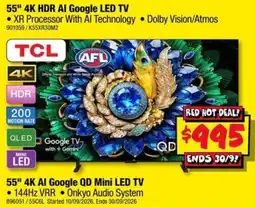 JB Hi-Fi TCL 55" 4K AI Google QD Mini LED TV offer