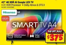 JB Hi-Fi Hisense 43" 4K HDR AI Google LED TV offer