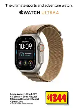 JB Hi-Fi Apple Watch Ultra 4 GPS + Cellular 49mm Natural Titanium Case with Desert Alpine Loop offer