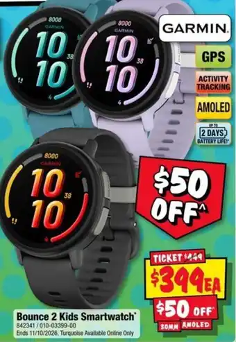 JB Hi-Fi Garmin Bounce 2 Kids Smartwatch offer
