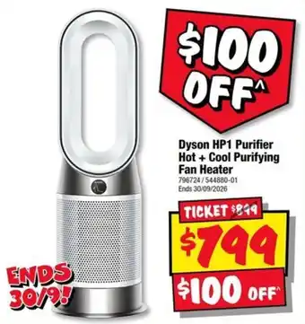 JB Hi-Fi Dyson HP1 Purifier Hot + Cool Purifying Fan Heater offer