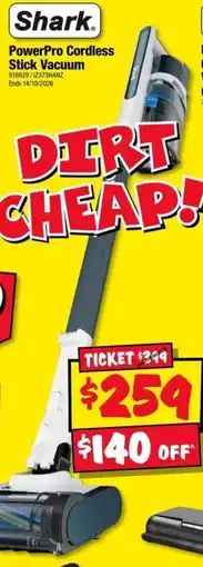 JB Hi-Fi Shark PowerPro Cordless Stick Vacuum offer