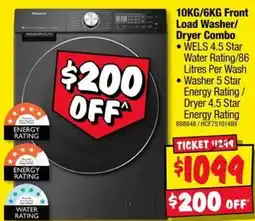JB Hi-Fi Hisense 10KG/6KG Front Load Washer/Dryer Combo offer