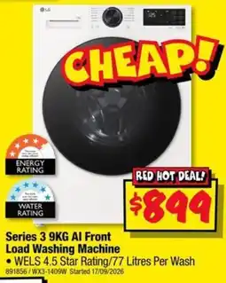 JB Hi-Fi LG Series 3 9KG AI Front Load Washing Machine offer
