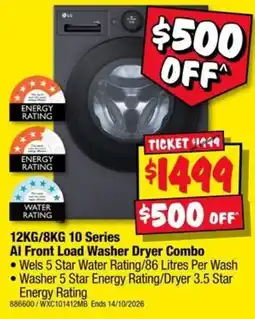 JB Hi-Fi LG 12KG/8KG 10 Series AI Front Load Washer Dryer Combo offer