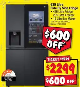 JB Hi-Fi 635 Litre Side By Side Fridge offer