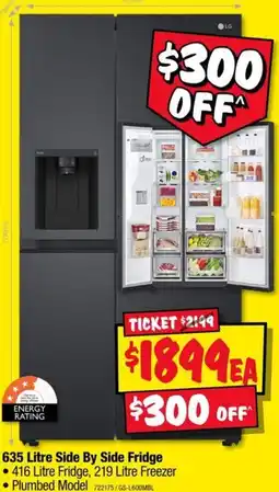 JB Hi-Fi LG 635 Litre Side By Side Fridge offer