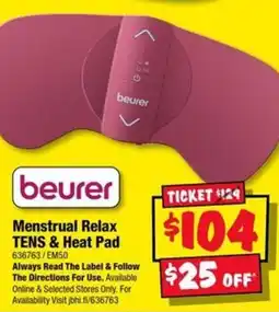 JB Hi-Fi beurer Menstrual Relax TENS & Heat Pad offer