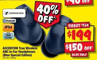 JB Hi-Fi Sennheiser ACCENTUM True Wireless ANC In-Ear Headphones (Blue Special Edition) offer