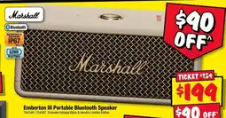 JB Hi-Fi Marshall Emberton III Portable Bluetooth Speaker offer