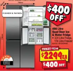 JB Hi-Fi Fisher & Paykel Quad Door Ice & Water Fridge offer