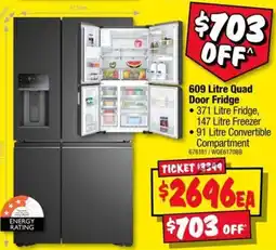 JB Hi-Fi 609 Litre Quad Door Fridge offer