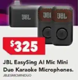 Harvey Norman JBL EasySing AI Mic Mini Duo Karaoke Microphones offer