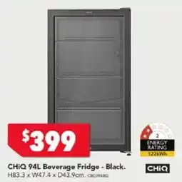 Harvey Norman CHiQ 94L Beverage Fridge - Black. offer