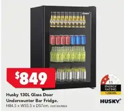 Harvey Norman Husky 130L Glass Door Undercounter Bar Fridge offer
