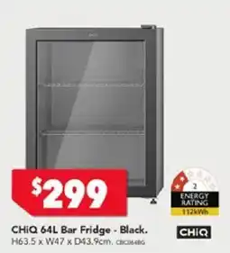Harvey Norman CHIQ 64L Bar Fridge - Black offer