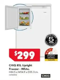 Harvey Norman ChiQ 85L Upright Freezer - White offer