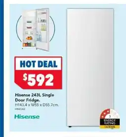 Harvey Norman Hisense 243L Single Door Fridge offer