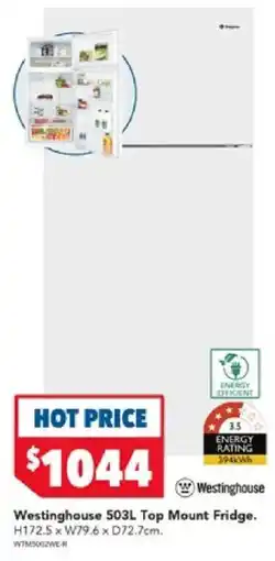 Harvey Norman Westinghouse 503L Top Mount Fridge offer