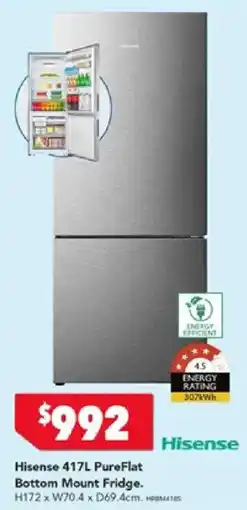 Harvey Norman Hisense 417L PureFlat Bottom Mount Fridge offer