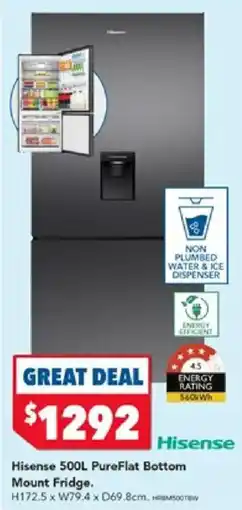 Harvey Norman Hisense 500L PureFlat Bottom Mount Fridge offer