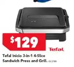 Harvey Norman Tefal Inicio 3-in-1 4-Slice Sandwich Press and Grill offer