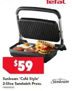 Harvey Norman Sunbeam 'Café Style' 2-Slice Sandwich Press offer