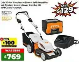 Sydney Tools Stihl 36V Li-ion Cordless 460mm Self-Propelled AK System Lawn Mower Combo Kit offer