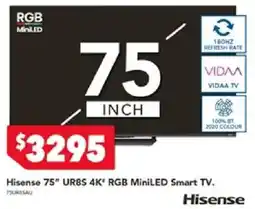 Harvey Norman Hisense 75" UR8S 4K" RGB MiniLED Smart TV offer