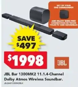 Harvey Norman JBL Bar 1300MK2 11.1.4-Channel Dolby Atmos Wireless Soundbar offer
