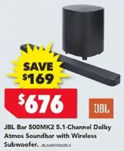 Harvey Norman JBL Bar 500MK2 5.1-Channel Dolby Atmos Soundbar with Wireless Subwoofer offer