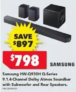 Harvey Norman Samsung HW-Q930H Q-Series 9.1.4-Channel Dolby Atmos Soundbar with Subwoofer and Rear Speakers offer