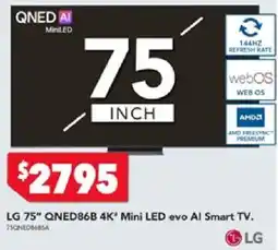 Harvey Norman LG 75" QNED86B 4K" Mini LED evo AI Smart TV offer