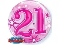 The Party People Shop Bubble Balloon - 21st Birthday, Starburst Pink offer