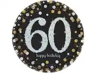 The Party People Shop Plates - Dinner, Sparkling Celebration 60th Birthday 8 pk offer